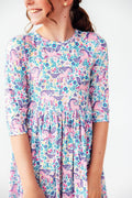 Head in the Clouds 3/4 Sleeve Pocket Twirl Dress